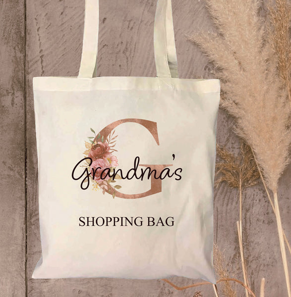 Personalised Grandparent initial tote bag