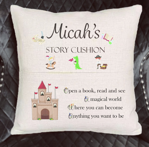 Personalised Knights Castle story book cushion