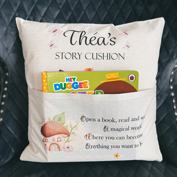 Personalised Fairy Garden children's story book cushion