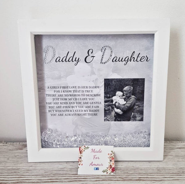 Daddy Daughter Crystal photo frame. Father and daughter frame