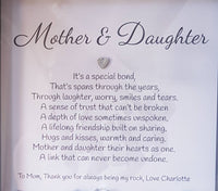 Mother and daughter verse frame with personalised line