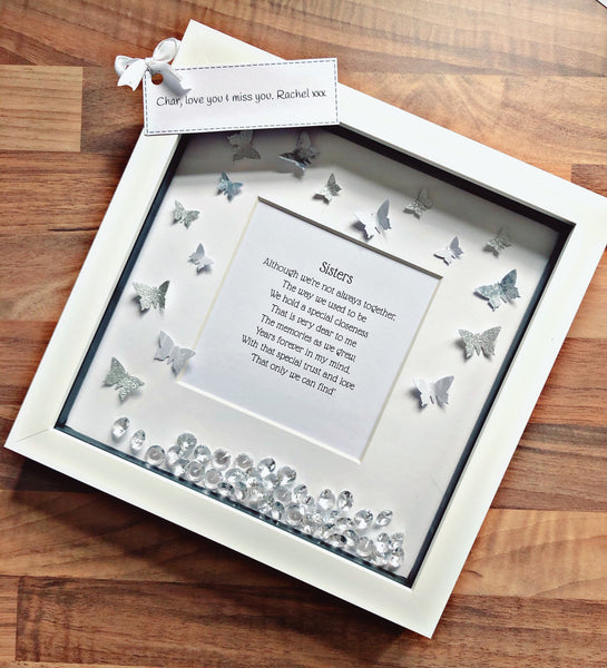Beautiful Sister gift. Sister poem frame. Butterfly frame.