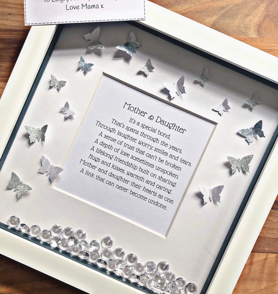 Mother and Daughter gift. Mum frame with crystals and butterflies
