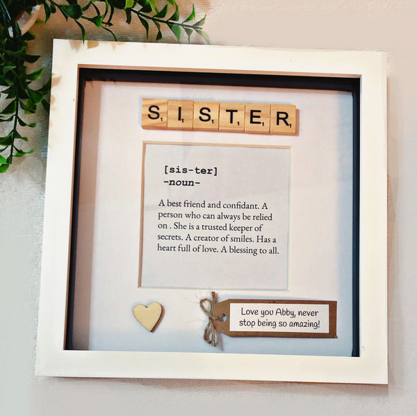 Sister meaning frame. Personalised sister gift