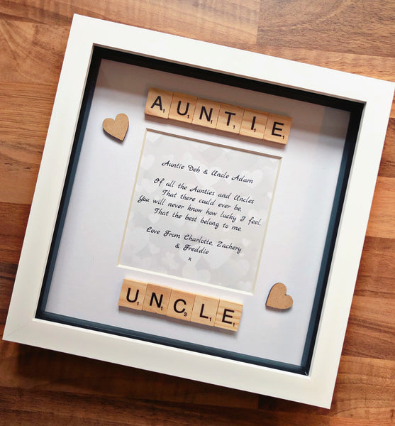 Auntie & uncle verse frame personalised. Auntie uncle gift.