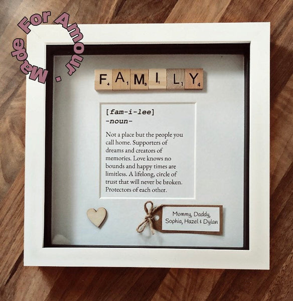 Family meaning frame. Personalised family frame. Family gift.