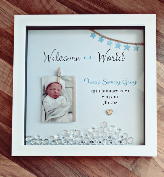 New baby frame. Personalised baby announcement frame.