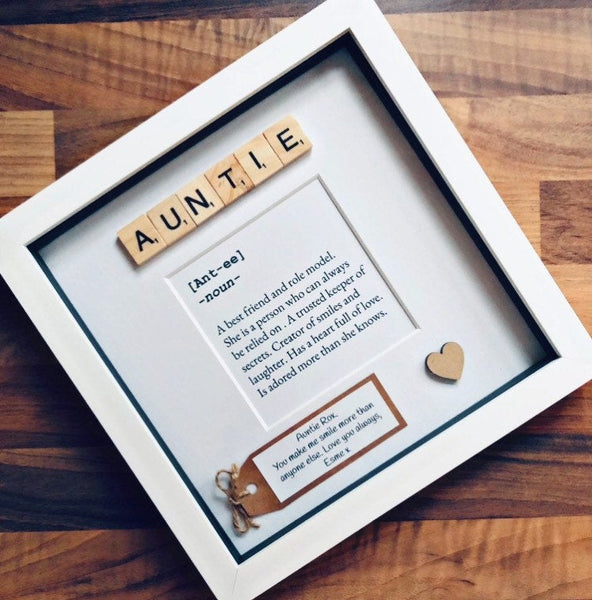 Personalised Auntie meaning frame. Personalised message. Auntie gift.