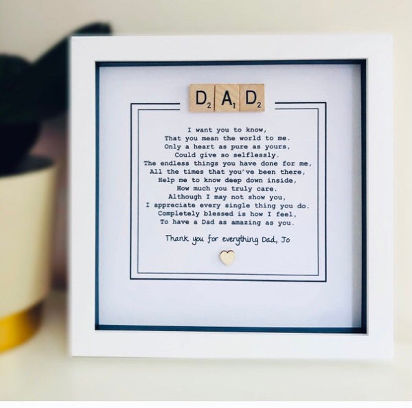 Personalised Dad poem frame. Personalised dad frame. Father’s Day gift. Dad gift.
