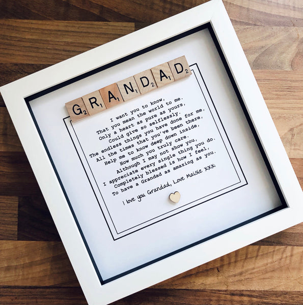 Personalised Grandad poem frame. Personalised grandpa frame. Father’s Day gift. Grandad gift.