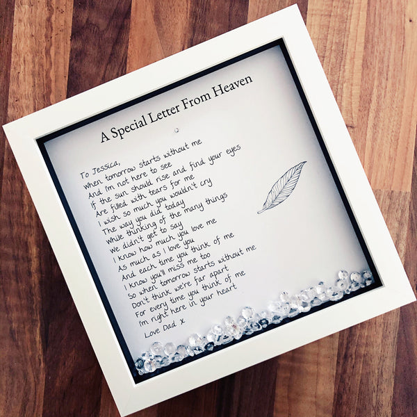 Personalised rememberance frame. A letter from heaven. Sympathy gift. Memory poem. Heaven poem.