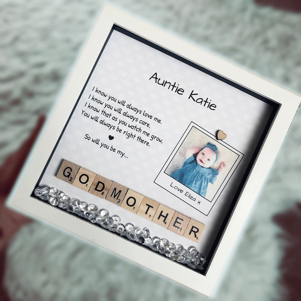 Will you be my Godmother personalised frame. Godmum frame. Godparent gift.