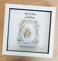 Personalised Mr & Mrs pebble poem frame. Custom Wedding gift