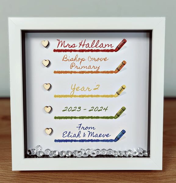 Teacher crayon frame personalised