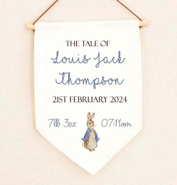 Personalised new baby banner