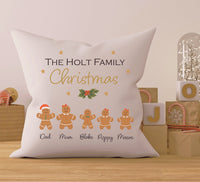 Personalised family gingerbread Christmas cushion