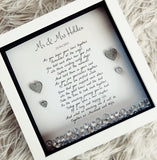 Personalised wedding gift frame. Husband and wife gift