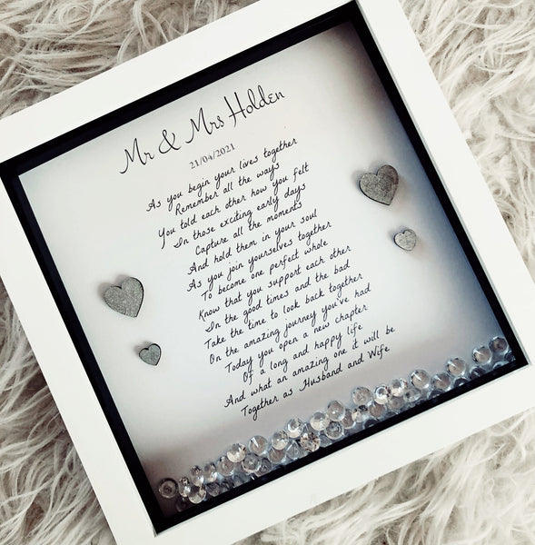 Personalised wedding gift frame. Husband and wife gift