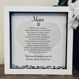 Personalised Mum poem heart frame