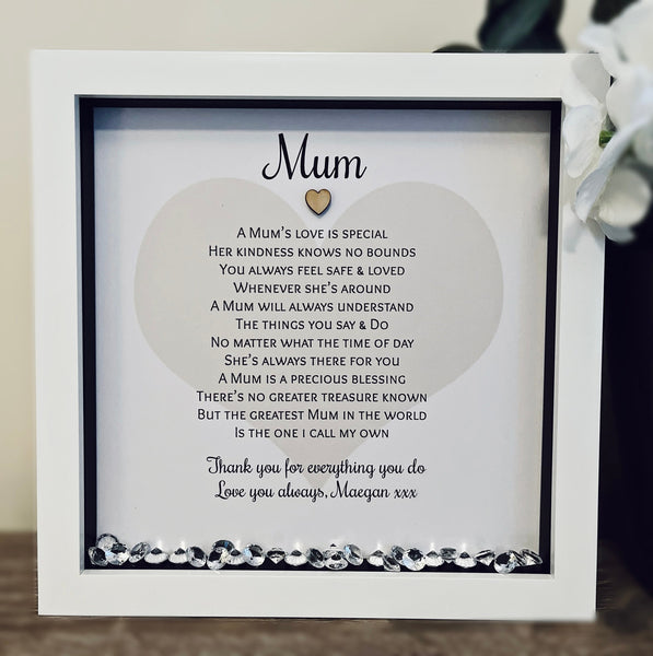 Personalised Mum poem heart frame