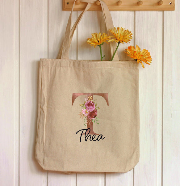 Personalised Name floral tote bag Made For Amour UK