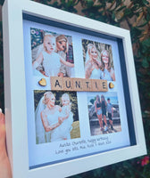 Auntie 4 photo gift - Personalised 3D Frame Present