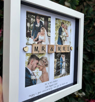 Mr & Mrs 4 photo gift - Personalised 3D Frame Present