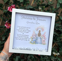 Personalised pebble art remembrance frame - Staircase to heaven gift.