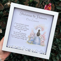 Personalised pebble art remembrance frame - Staircase to heaven gift.