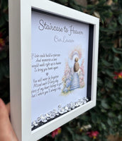 Personalised pebble art remembrance frame - Staircase to heaven gift.