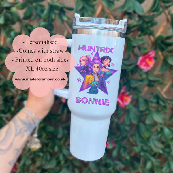 Personalised KPOP inspired decorated Travel cup. stainless steel thermal tumbler. stanley inspired cup.