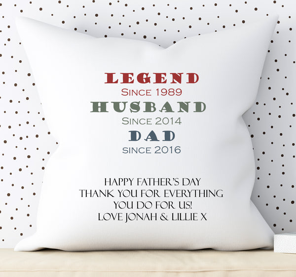 Personalised Dad, Husband, Legend cushion