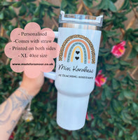 Personalised Teacher 40oz tumbler. decorated Teacher Travel cup. stainless steel thermal tumbler. stanley inspired cup