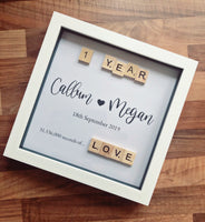 Personalised anniversary frame. Anniversary gift. Years and seconds milestone present. First anniversary frame