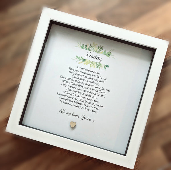 Dad personalised poem frame . Daddy poem frame. Personalised gift for dad.