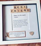 Best friend meaning frame. Personalised friend gift.