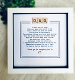 Personalised Dad poem frame. Personalised dad frame. Father’s Day gift. Dad gift.