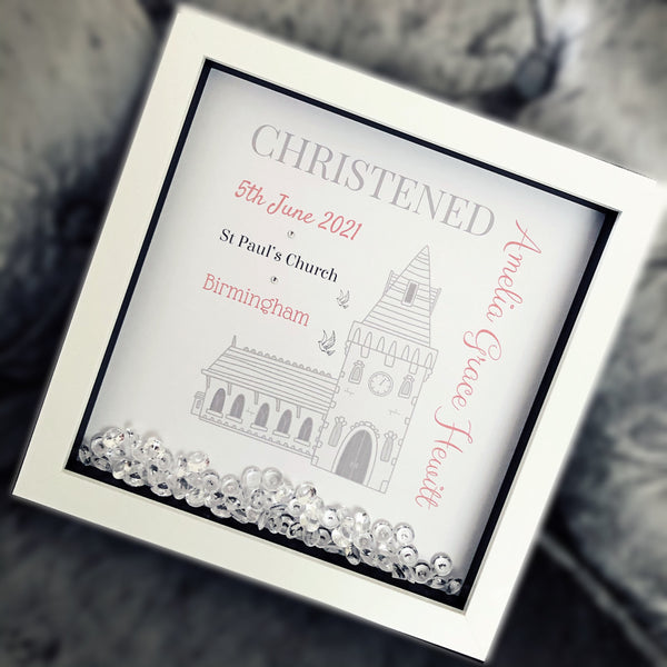 Christening gift personalised. Christening frame. Christening day present.